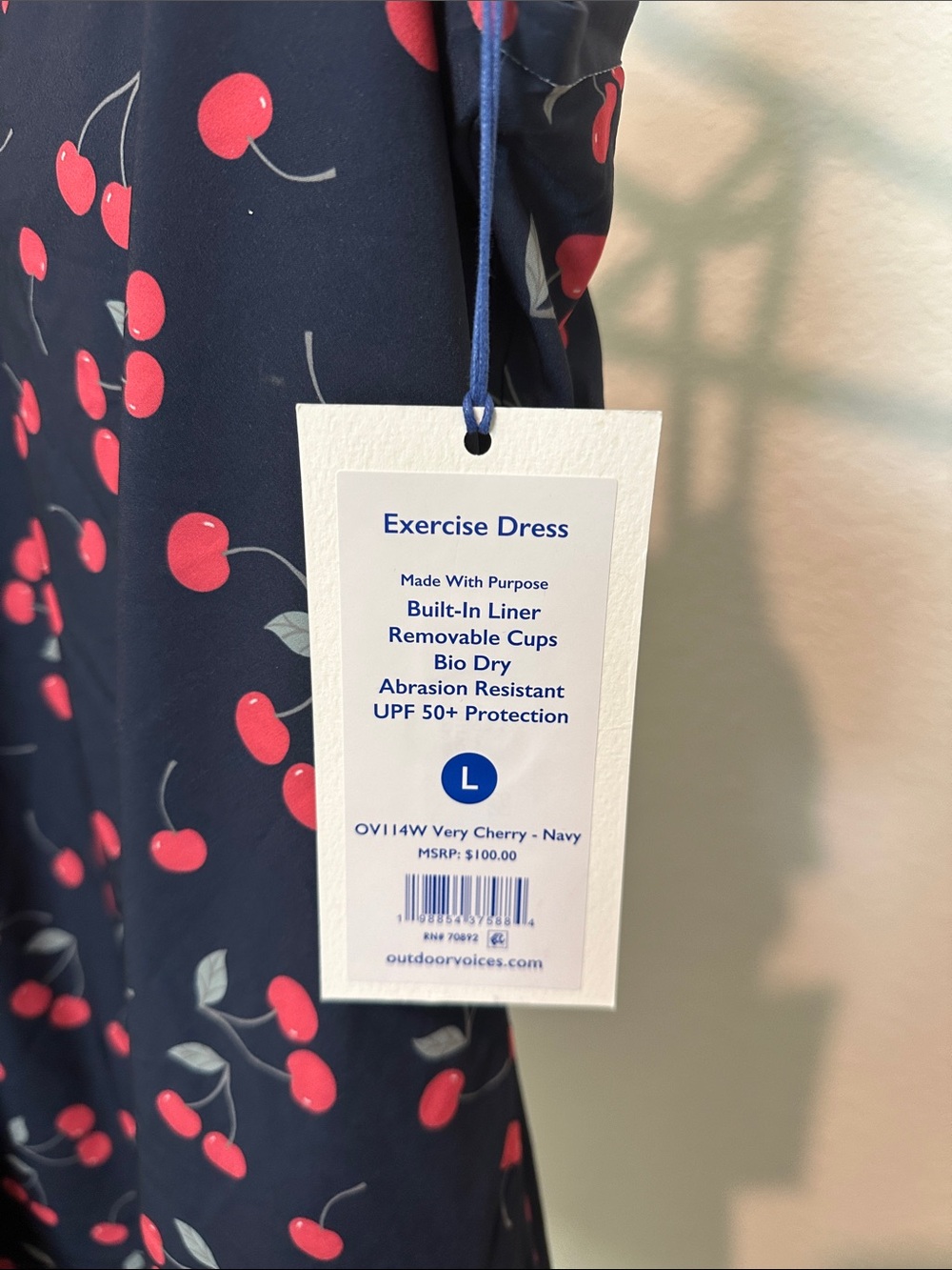 Navy Cherry Print Strappy Sundress - Picture 4 of 4